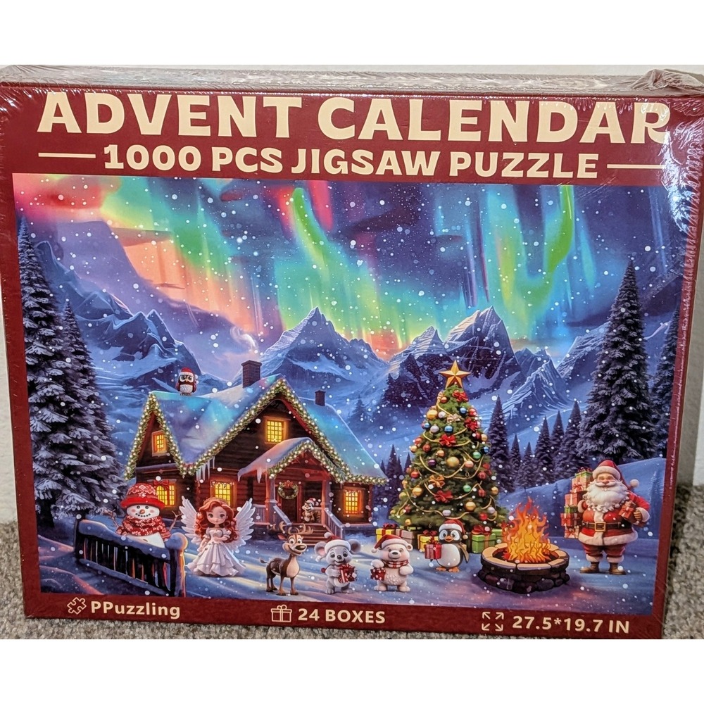 Advent Calendar 1000‎ Piece Jigsaw Puzzle Christmas Holiday Aurora Night NEW